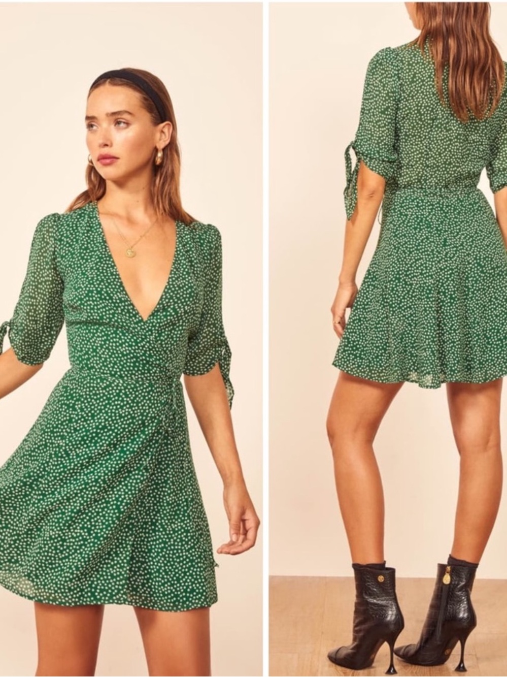 REFORMATION Green Floral Sammy Wrap Dress Size Small Casual